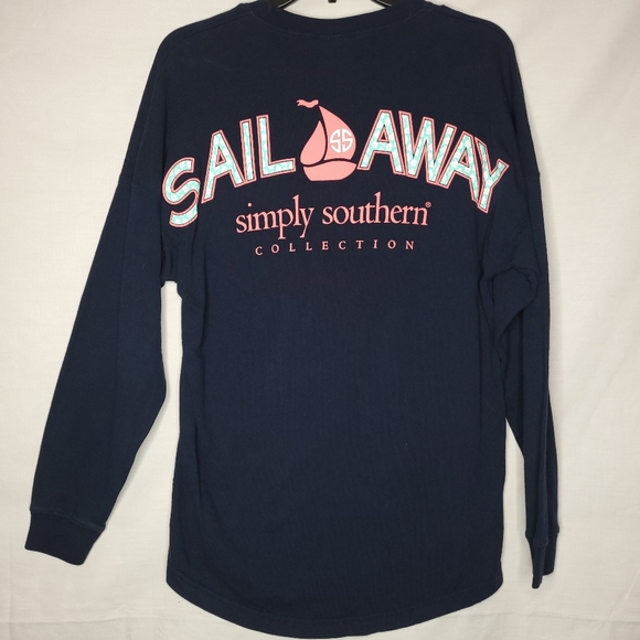 Simply Southern Tops - SIMPLY SOUTHERN "SAIL AWAY" L/S POCKET TEE GUC S